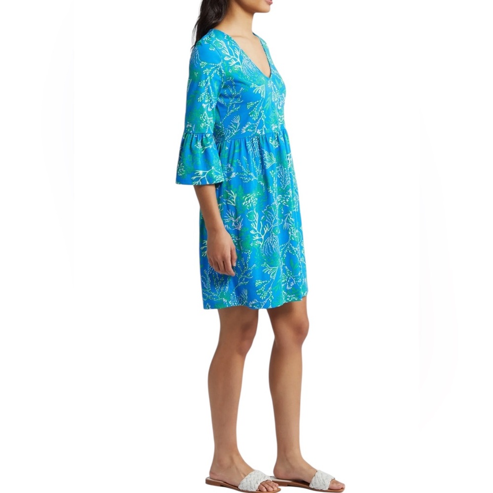 Lilly Pulitzer Jannie V-Neck A-Line Dress Briny Blue A Bit Salty print swing fit - Picture 3 of 12